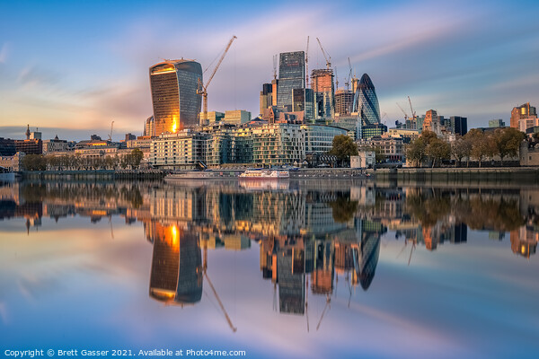 Sunset on the City of London Picture Board by Brett Gasser