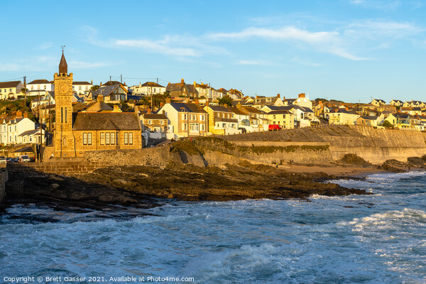 Sunset at Porthleven Cornwall Picture Board by Brett Gasser