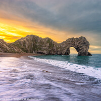 Buy canvas prints of Durdle Door Sunrise with Rogue Wave! by Brett Gasser