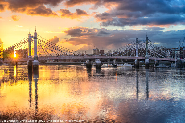 Albert Bridge Sunset Picture Board by Brett Gasser