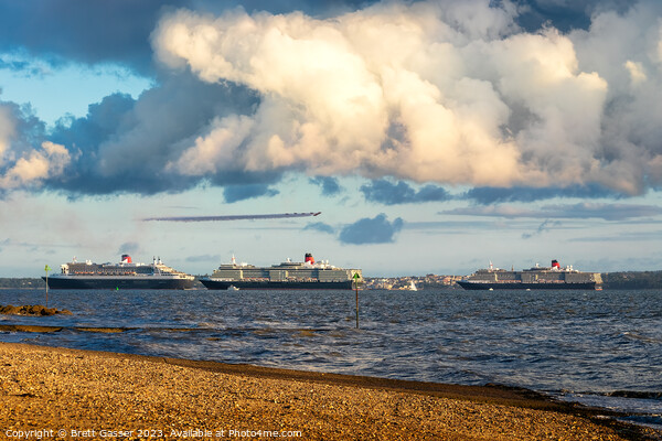 The Three Cunard Queens in the Solent Picture Board by Brett Gasser