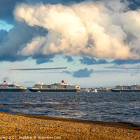 Buy canvas prints of The Three Cunard Queens in the Solent by Brett Gasser