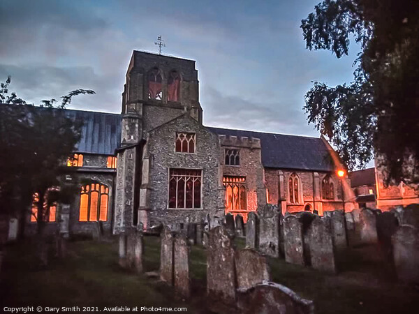 St Nicholas Church Lit Up Picture Board by GJS Photography Artist