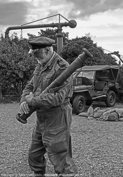 Captain from WW2 Carrying a Bazooka  Picture Board by GJS Photography Artist