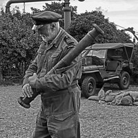 Buy canvas prints of Captain from WW2 Carrying a Bazooka  by GJS Photography Artist
