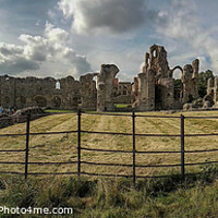 Buy canvas prints of Panorama of Castle Acre Ruins by GJS Photography Artist