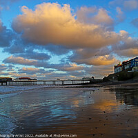 Buy canvas prints of Cromer Pier Beech and Clifftop Buildings by GJS Photography Artist