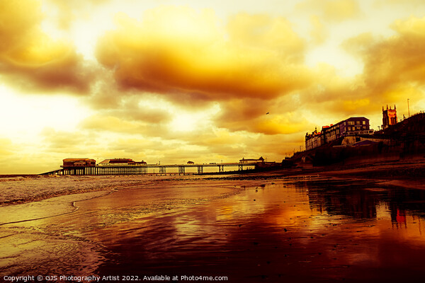 Cromer in Vibrant Orange Sunset Picture Board by GJS Photography Artist