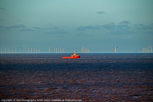 Windfarm With Support Vessel Picture Board by GJS Photography Artist