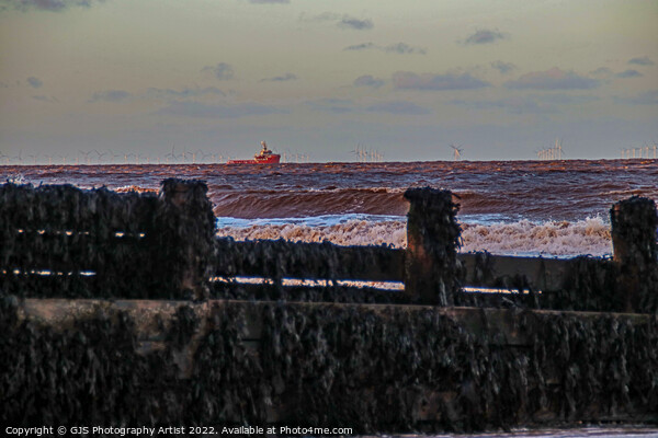 Support Vessel at Windfarm Picture Board by GJS Photography Artist
