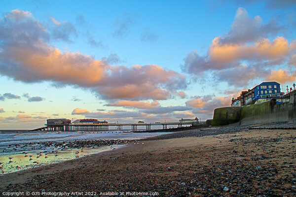 Cromer Pier Side View Picture Board by GJS Photography Artist