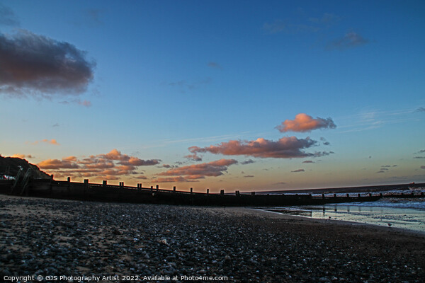 Sunset on Cromer Beech Picture Board by GJS Photography Artist