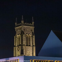 Buy canvas prints of Cromer Church Clock Tower Lit up by GJS Photography Artist