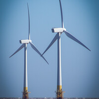 Buy canvas prints of Wind Turbines at the Sandbank by GJS Photography Artist