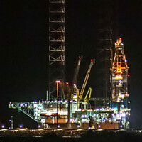 Buy canvas prints of Rig All Lit Up  by GJS Photography Artist