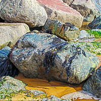 Buy canvas prints of Seaweed Left on Rocks by GJS Photography Artist
