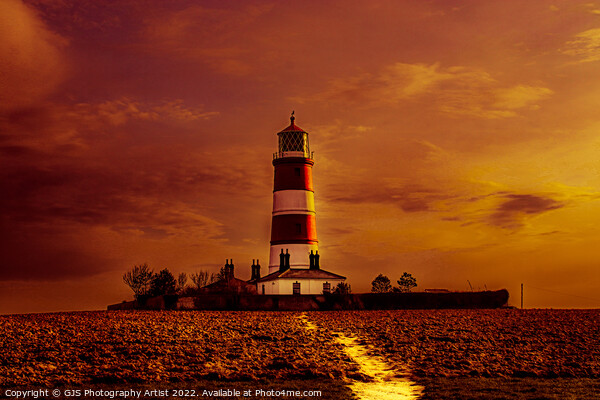 Happisburgh Lighthouse in Orange  Picture Board by GJS Photography Artist
