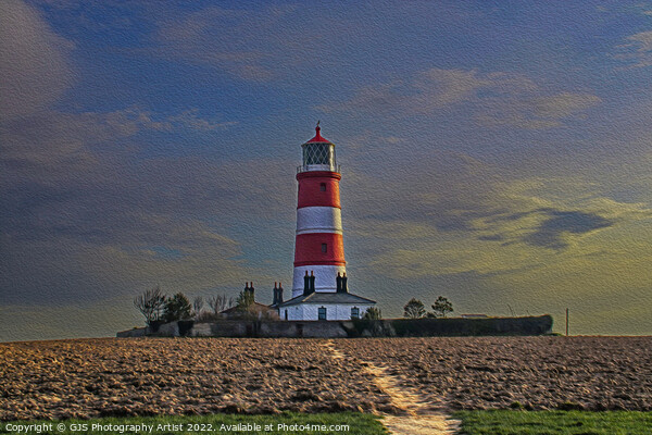 Happisburgh Lighthouse in Watercolour Picture Board by GJS Photography Artist