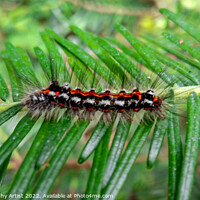 Buy canvas prints of Yellow tail moth caterpillar by GJS Photography Artist