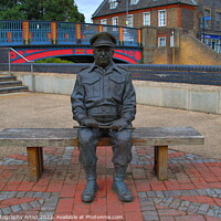 Buy canvas prints of Captain Mainwaring Statue Thetford by GJS Photography Artist