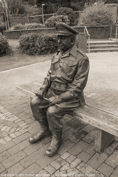 Captain Mainwaring Statue Sepia Picture Board by GJS Photography Artist