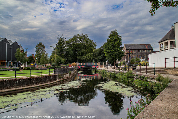 Thetford Town Bridge Reflections Picture Board by GJS Photography Artist