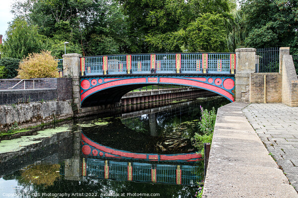 Thetford Town Bridge Waterside Picture Board by GJS Photography Artist