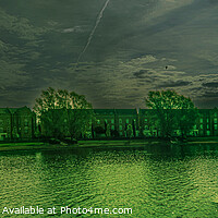 Buy canvas prints of Caldecotte Lake Milton Keynes Panorama Shaddow Light by GJS Photography Artist