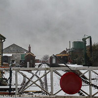 Buy canvas prints of Dereham Station Track Gets Snow by GJS Photography Artist