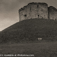 Buy canvas prints of Clifford's Tower York Panorama Sepia Oil by GJS Photography Artist