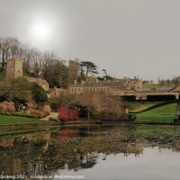 Buy canvas prints of Dyrham park, house and lake. by Sharon Cocking