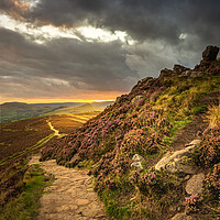 Buy canvas prints of Path to mystical Sunset at Win Hill in Peak Distri by Slawek Zabron