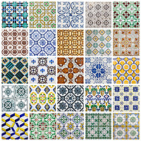 Buy canvas prints of Collage of traditional Portuguese tiles by Antonio Ribeiro