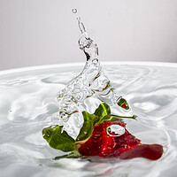 Buy canvas prints of Water Jet After Strawberry Falling Into Water by Antonio Ribeiro