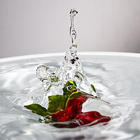 Buy canvas prints of Water Jet After Strawberry Falling Into Water by Antonio Ribeiro