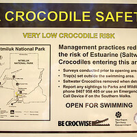 Buy canvas prints of Crocodile Safety Sign in Northern Territory by Antonio Ribeiro