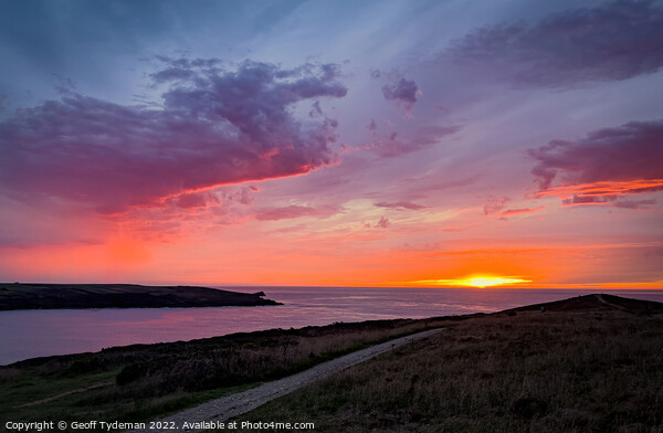 Crantock Bay Sunset Picture Board by Geoff Tydeman