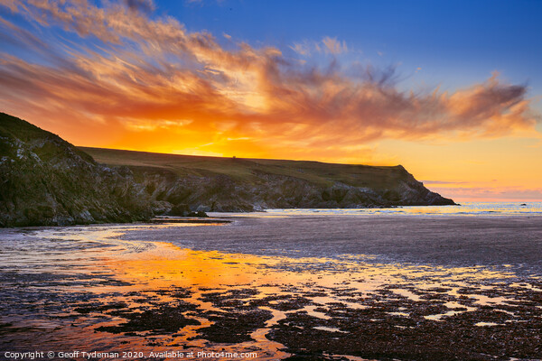 Sunset over Porth Joke Beach Picture Board by Geoff Tydeman