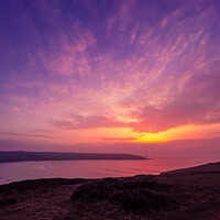 Buy canvas prints of Sunset over Crantock Bay by Geoff Tydeman