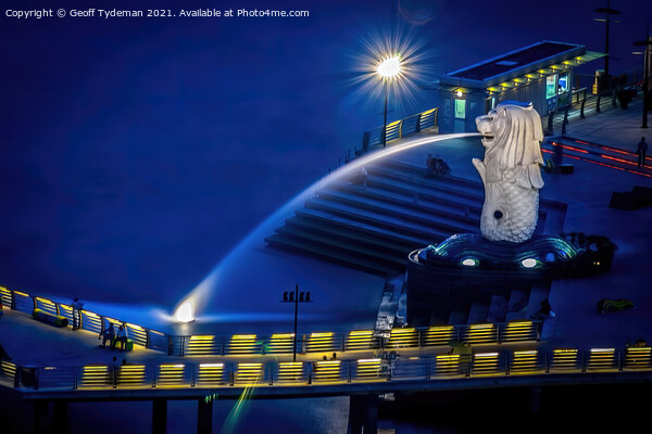 Merlion Singapore Harbour  Picture Board by Geoff Tydeman