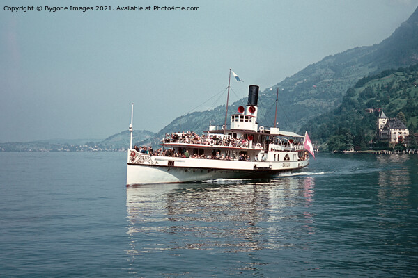 Paddle Steamer Gallia Lake Lucerne Switzerland 1960s Picture Board by Bygone Images