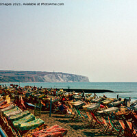 Buy canvas prints of Deckchairs on the Beach Sandown Isle of White 1970s by Bygone Images