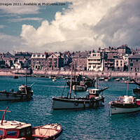 Buy canvas prints of Stormy Sky and Fishing Boats St Ives Cornwall 1956 by Bygone Images