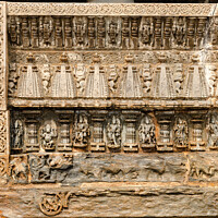 Buy canvas prints of Intricate stone carvings at the Harihareshwara tem by Lucas D'Souza