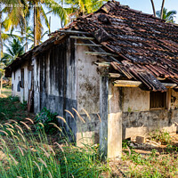 Buy canvas prints of Abandoned tile roof house by Lucas D'Souza