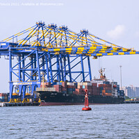Buy canvas prints of Cranes at a sea port by Lucas D'Souza
