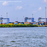 Buy canvas prints of Cranes at a sea port by Lucas D'Souza