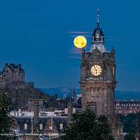 Edinburgh Twilight Full Moon Cityscape