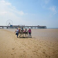 Buy canvas prints of Blackpool beach  by Victoria Copley