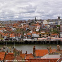 Buy canvas prints of Whitby rooftops by Victoria Copley
